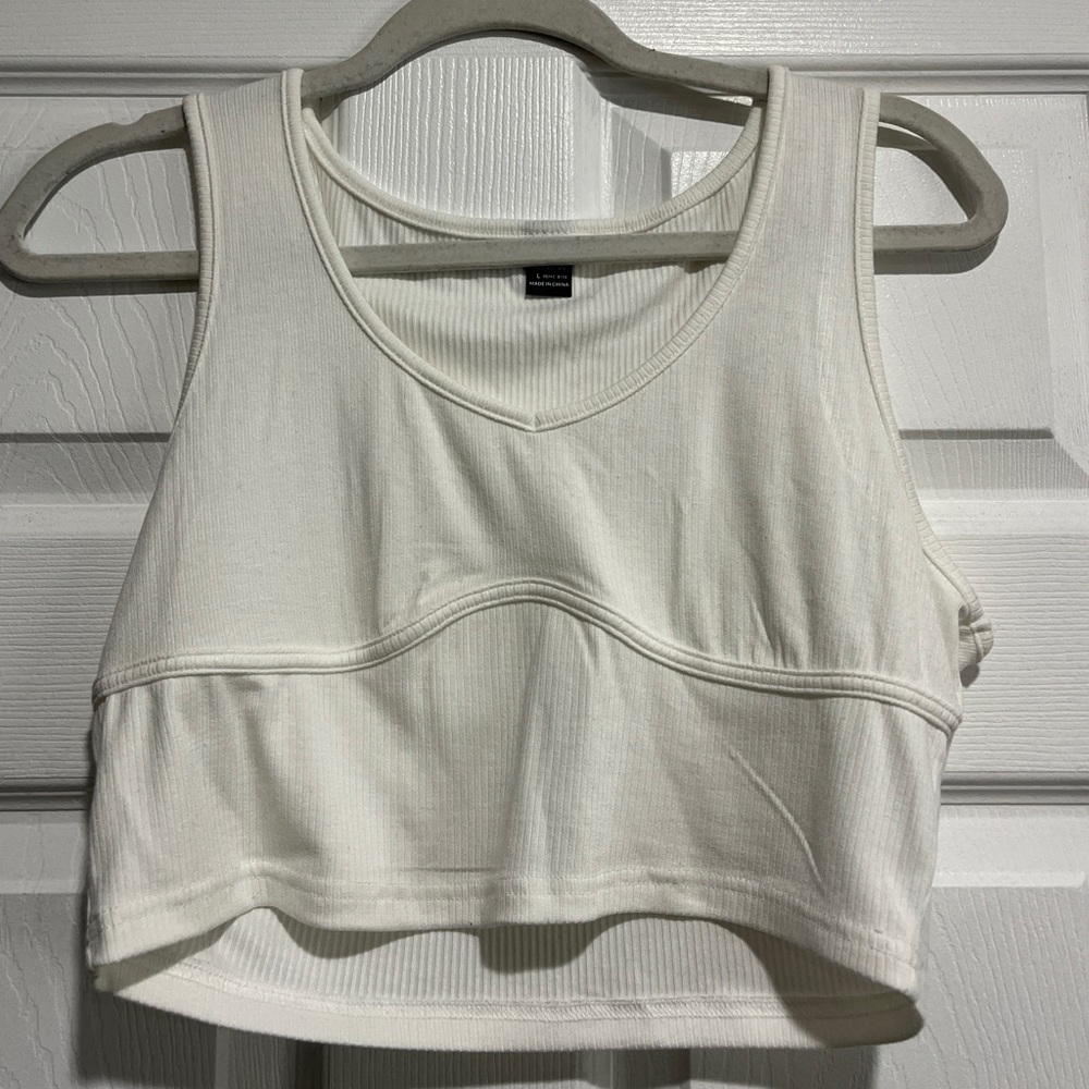 shein white tank top with underbust